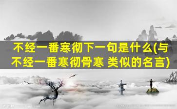 不经一番寒彻下一句是什么(与不经一番寒彻骨寒 类似的名言)